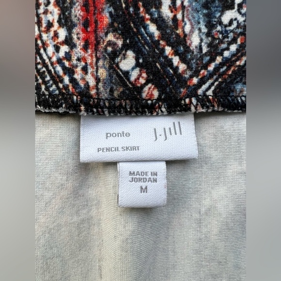 J. Jill Mod Paisley Jacobean Print Ponte Pencil Skirt Size Medium - Picture 3 of 7